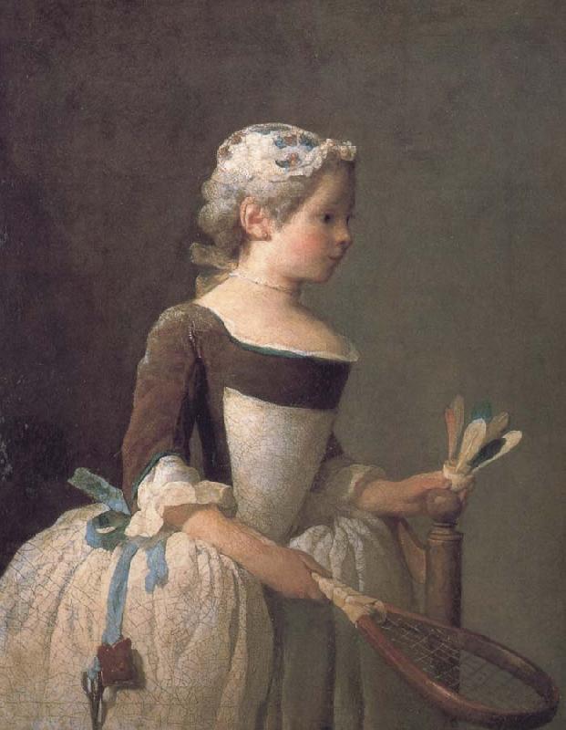 Jean Baptiste Simeon Chardin Girl holding a badminton oil painting image